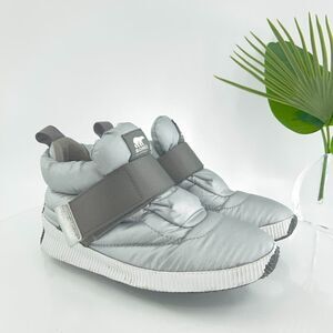 Sorel Women Size 8.5 Out N About Puffy Waterproof Bootie Shoe Silver Winter Boot